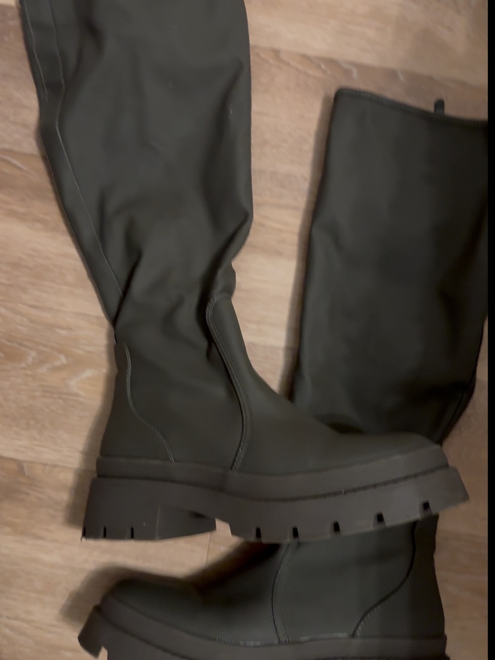 Women's Tall Platform Boots in Olive